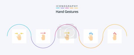 Téléchargez les illustrations : Hand Gestures Flat 5 Icon Pack Including four. gestures. hand. arrow. finger - en licence libre de droit