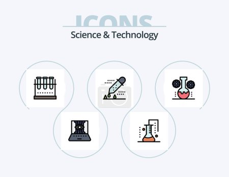 Ilustración de Science And Technology Line Filled Icon Pack 5 Icon Design. lab management. bear lab. online docs. sphere. planets orbiting - Imagen libre de derechos
