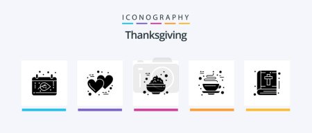 Illustration for Thanksgiving Glyph 5 Icon Pack Including note. bible. bowl. hot. coffee. Creative Icons Design - Royalty Free Image