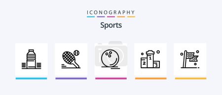 Téléchargez les illustrations : Sports Line 5 Icon Pack Including game. flag. fitness. race. checkered. Creative Icons Design - en licence libre de droit