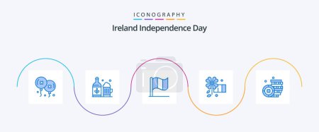 Téléchargez les illustrations : Ireland Independence Day Blue 5 Icon Pack Including . ireland. flag. coin. flower - en licence libre de droit