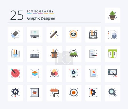 Ilustración de Graphic Designer 25 Flat Color icon pack including tool. eye. page. design. graphic - Imagen libre de derechos
