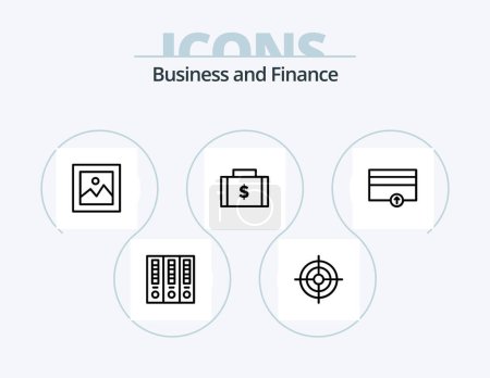 Téléchargez les illustrations : Finance Line Icon Pack 5 Icon Design. money. dollar. money. bag. payments - en licence libre de droit