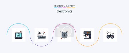 Illustration for Electronics Line Filled Flat 5 Icon Pack Including . fan. game. controller - Royalty Free Image