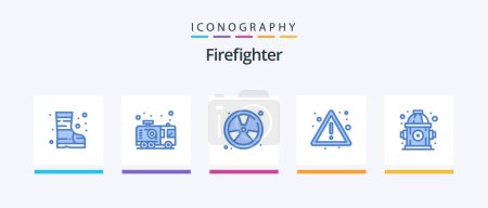 Illustration for Firefighter Blue 5 Icon Pack Including fire. risk. burn. fire. float. Creative Icons Design - Royalty Free Image