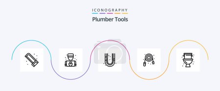 Téléchargez les illustrations : Plumber Line 5 Icon Pack Including plumber. plumbing. mechanical. plumber. hose - en licence libre de droit