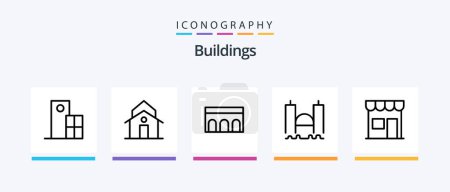 Téléchargez les illustrations : Buildings Line 5 Icon Pack Including columns. acropolis. modern. structure. clock. Creative Icons Design - en licence libre de droit
