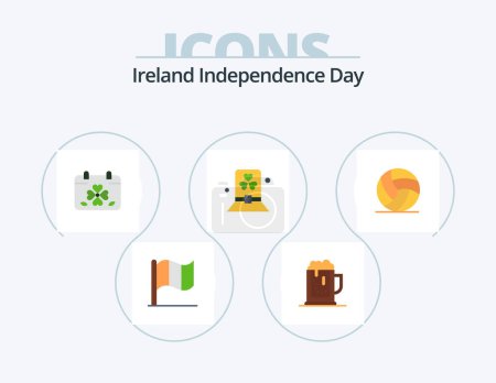 Ilustración de Ireland Independence Day Flat Icon Pack 5 Icon Design. patrick. green. calendar. day. patricks - Imagen libre de derechos