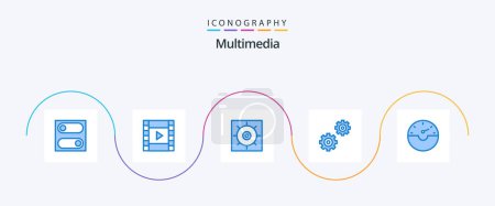 Ilustración de Multimedia Blue 5 Icon Pack Including . preferences. speed. dash - Imagen libre de derechos