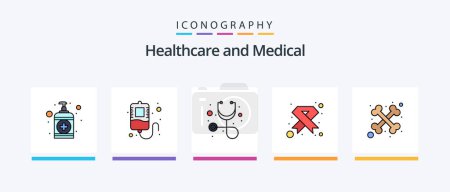 Illustration for Medical Line Filled 5 Icon Pack Including medical. keyboard. blood. attach. cross. Creative Icons Design - Royalty Free Image