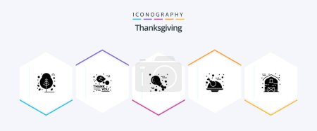 Illustration for Thanksgiving 25 Glyph icon pack including farm. chicken. food. turkey. holiday - Royalty Free Image