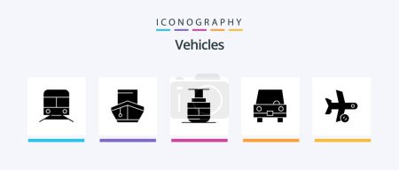 Ilustración de Vehicles Glyph 5 Icon Pack Including transportation. taxi. transportation. filled. transportation. Creative Icons Design - Imagen libre de derechos