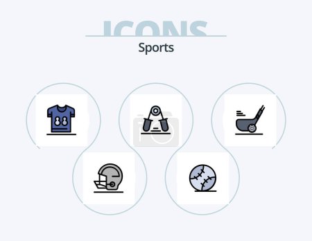 Ilustración de Sports Line Filled Icon Pack 5 Icon Design. sport. snooker ball. rings. sport. ball - Imagen libre de derechos
