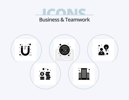 Téléchargez les illustrations : Business And Teamwork Glyph Icon Pack 5 Icon Design. . idea. office. business. anonymous - en licence libre de droit