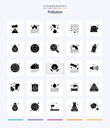 Téléchargez les illustrations : Creative Pollution 25 Glyph Solid Black icon pack  Such As environment. clean. gas. waste. pollution - en licence libre de droit