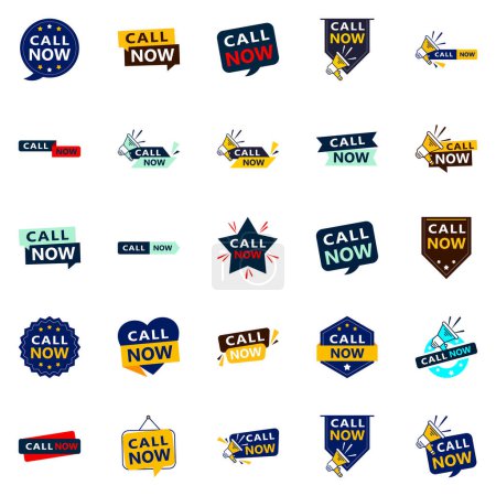 Ilustración de Call Now 25 Fresh Typographic Elements for a lively calling campaign - Imagen libre de derechos
