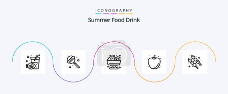 Téléchargez les illustrations : Summer Food Drink Line 5 Icon Pack Including . summer. summer. food. summer - en licence libre de droit