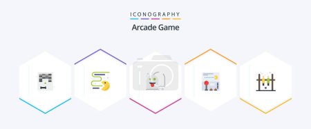 Illustration for Arcade 25 Flat icon pack including game. game. ghost. fun. joystick - Royalty Free Image