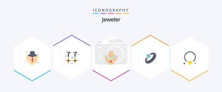 Illustration for Jewellery 25 Flat icon pack including . jewelry. diamond. bracelet. jewelry - Royalty Free Image