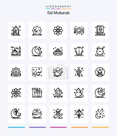 Ilustración de Creative Eid Mubarak 25 OutLine icon pack  Such As knife. plate. eid. dish. decoration - Imagen libre de derechos