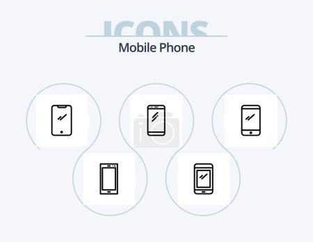 Illustration for Mobile Phone Line Icon Pack 5 Icon Design. . - Royalty Free Image