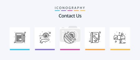 Téléchargez les illustrations : Contact Us Line 5 Icon Pack Including post. letter. message. box. pad. Creative Icons Design - en licence libre de droit