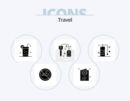 Ilustración de Travel Glyph Icon Pack 5 Icon Design. vacation. diving. healthy. success. key - Imagen libre de derechos