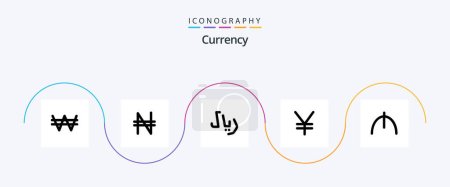 Ilustración de Currency Line 5 Icon Pack Including manat . yuan. coins . - Imagen libre de derechos