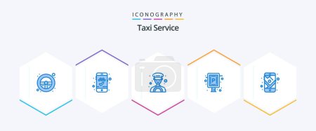 Illustration for Taxi Service 25 Blue icon pack including route. mobile. driver. gps. sign - Royalty Free Image