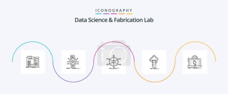 Illustration for Data Science And Fabrication Lab Line 5 Icon Pack Including study. chemistry. processing. resources. info - Royalty Free Image