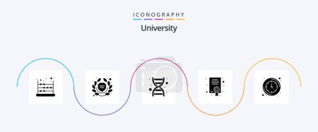 Illustration for University Glyph 5 Icon Pack Including time. dna. education. certificate - Royalty Free Image