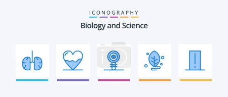 Téléchargez les illustrations : Biology Blue 5 Icon Pack Including leaf. biology. hospital. molecule. chemistry. Creative Icons Design - en licence libre de droit