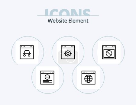 Ilustración de Website Element Line Icon Pack 5 Icon Design. layout. website. play. draw. website - Imagen libre de derechos