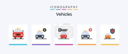 Illustration for Vehicles Flat 5 Icon Pack Including . insurance. key. car. add. Creative Icons Design - Royalty Free Image
