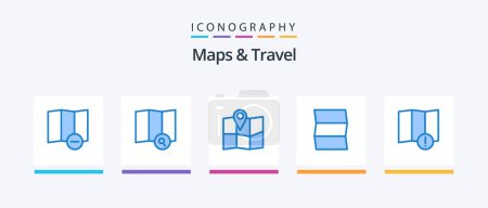 Ilustración de Maps and Travel Blue 5 Icon Pack Including . location. map. Creative Icons Design - Imagen libre de derechos