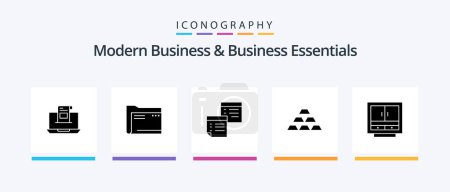 Illustration for Modern Business And Business Essentials Glyph 5 Icon Pack Including notes. files. archive. sticky. file. Creative Icons Design - Royalty Free Image