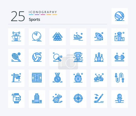 Illustration for Sports 25 Blue Color icon pack including exercise. shoes. ball. play. sport - Royalty Free Image