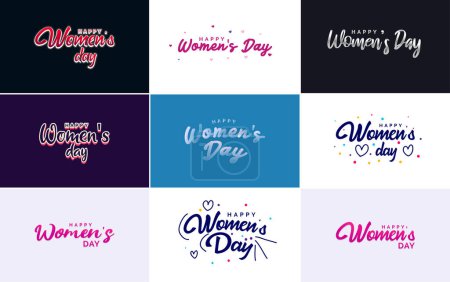 Téléchargez les illustrations : Set of Happy International Woman's Day signs and emblems vector design elements. signs. labels. and badges collection - en licence libre de droit
