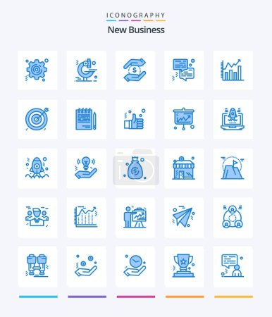 Téléchargez les illustrations : Creative New Business 25 Blue icon pack  Such As chart. analytic. hand. analysis. communication - en licence libre de droit