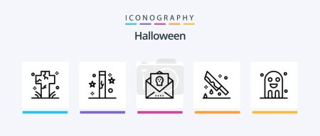 Ilustración de Halloween Line 5 Icon Pack Including puncture. doll. sweet. costume. halloween. Creative Icons Design - Imagen libre de derechos
