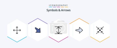 Illustration for Symbols and Arrows 25 FilledLine icon pack including . arrow. expand - Royalty Free Image