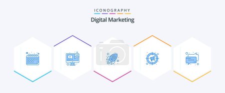 Illustration for Digital Marketing 25 Blue icon pack including messages. marketing. business. goal. advertise - Royalty Free Image
