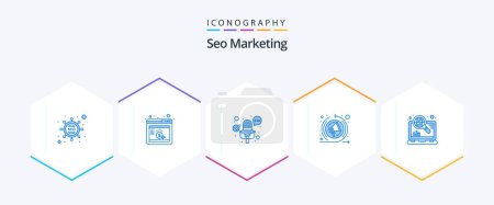 Illustration for Seo Marketing 25 Blue icon pack including seo. marketing. microphone. internet. remarketing - Royalty Free Image
