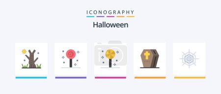 Illustration for Halloween Flat 5 Icon Pack Including spider. halloween. halloween. spooky. horror. Creative Icons Design - Royalty Free Image