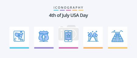 Illustration for Usa Blue 5 Icon Pack Including landmark. american. mobile. cream. icecream. Creative Icons Design - Royalty Free Image
