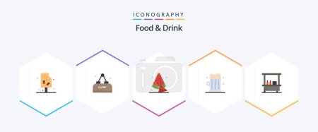Téléchargez les illustrations : Food And Drink 25 Flat icon pack including . drink. close. beer. drink - en licence libre de droit