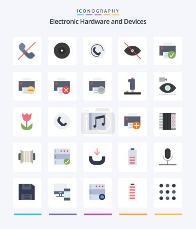 Téléchargez les illustrations : Creative Devices 25 Flat icon pack  Such As hardware. devices. phone. connected. view - en licence libre de droit