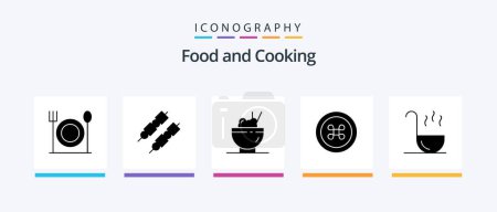 Téléchargez les illustrations : Food Glyph 5 Icon Pack Including . rice. spoon. kitchen. Creative Icons Design - en licence libre de droit