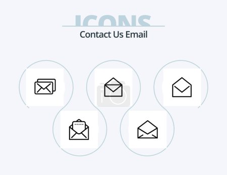 Téléchargez les illustrations : Email Line Icon Pack 5 Icon Design. open. mail. mail. email. document - en licence libre de droit