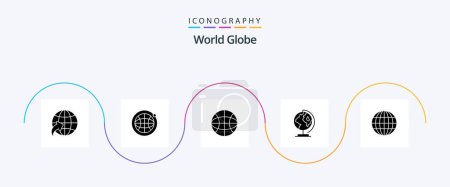 Ilustración de Globe Glyph 5 Icon Pack Including . worldwide. web - Imagen libre de derechos